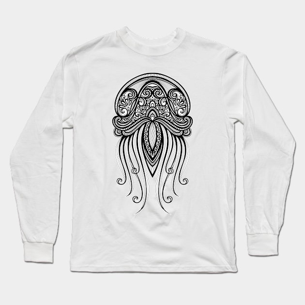 Decorative Jellyfish with Stamped Texture Long Sleeve T-Shirt by lissantee